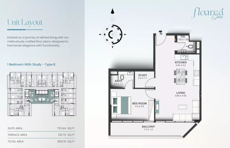 Floarea Oasis floor plan 1 BR · 856 sqft