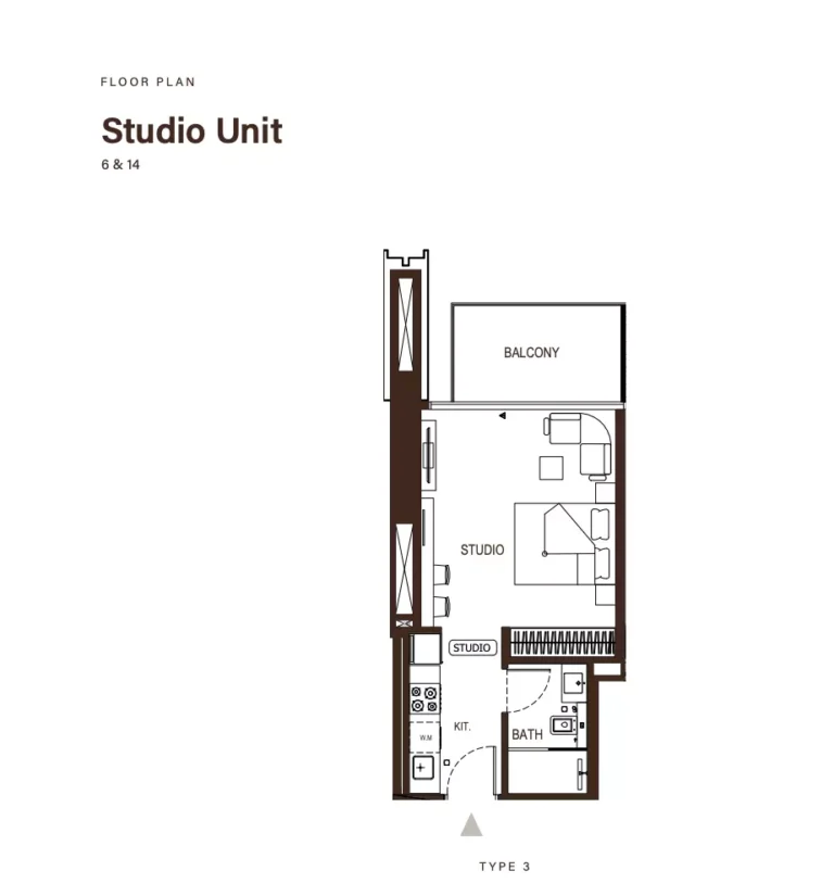 Binghatti Apex floor plan Студия