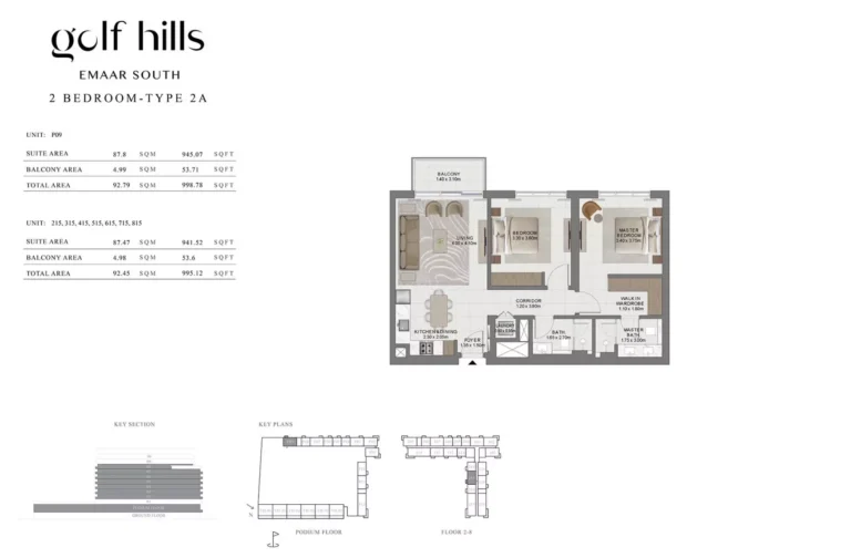 Golf Hills floor plan 2 BR · 995 sqft