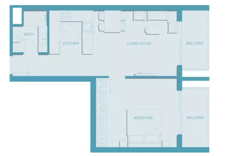 11 Hills Park floor plan 1 BR · 820 sqft