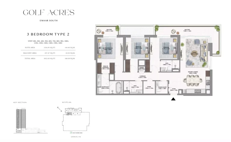 Golf Acres floor plan 3-спальн. · 1812 sqft