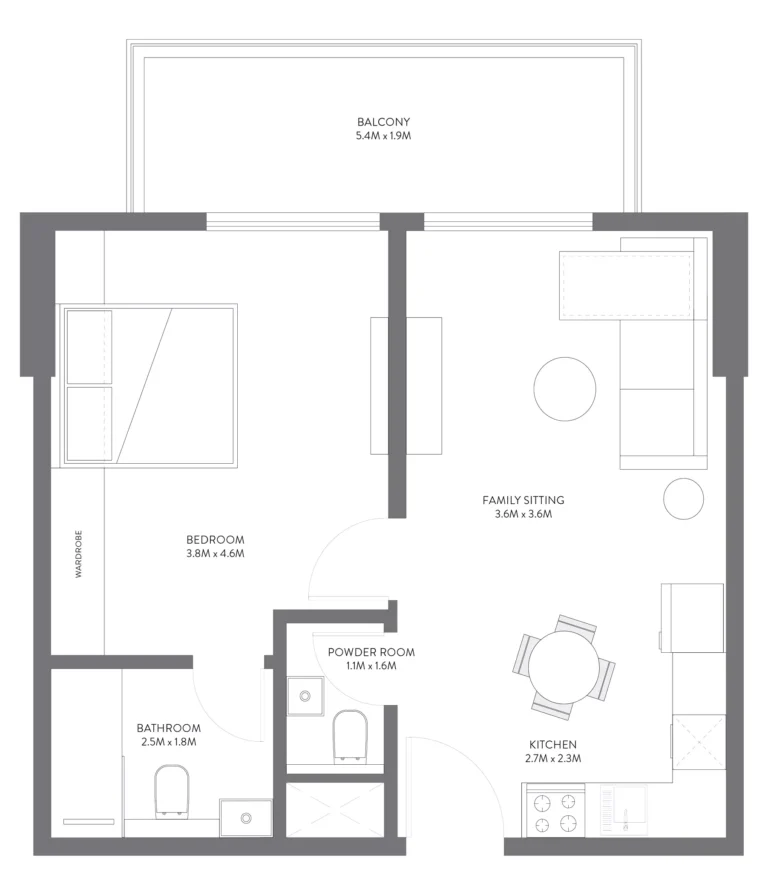 Equiti Gate floor plan 1 BR · 731 sqft