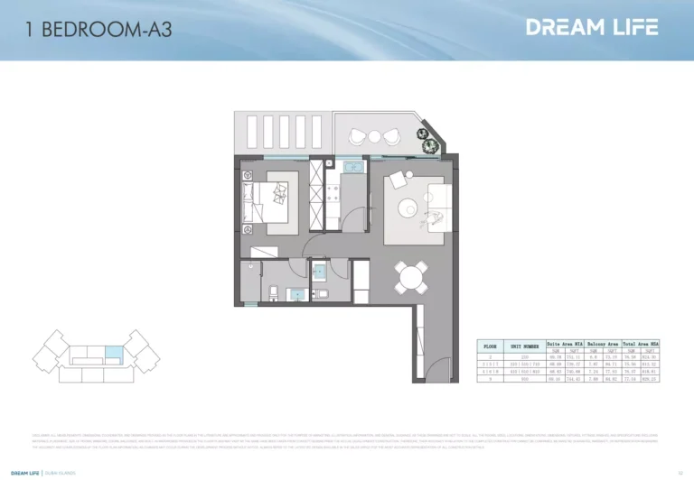 Dreamlife Residences floor plan 1 BR · 813 sqft