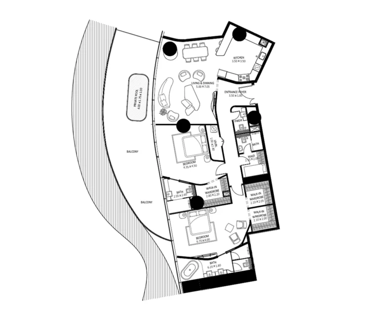 Bugatti Residences floor plan 2 BR · 2677 sqft