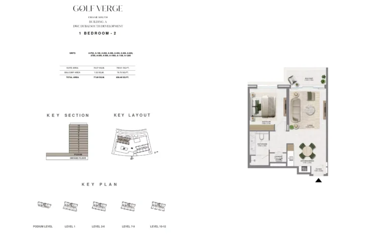 Golf Verge floor plan 1-спальн. · 838 sqft