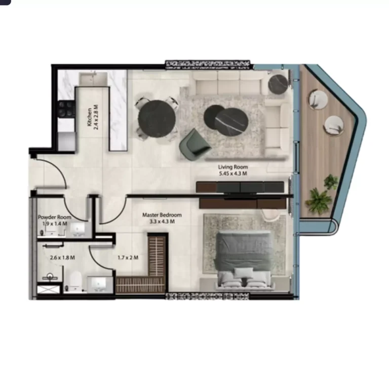 Cresswell Views floor plan 1 BR · 823 sqft