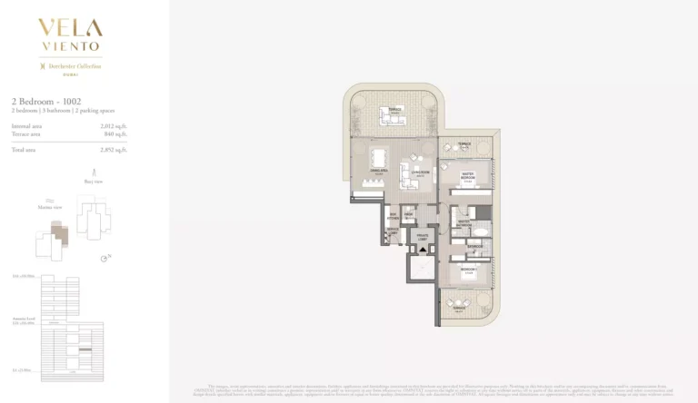 Vela Viento by Omniyat floor plan 2-спальн. · 2852 sqft