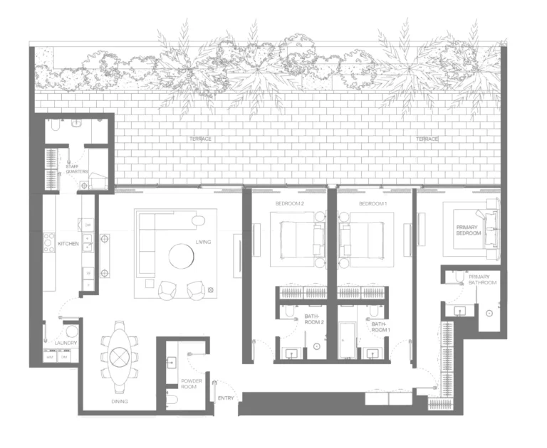 Eden House The Canal floor plan 3 BR · 2271 sqft