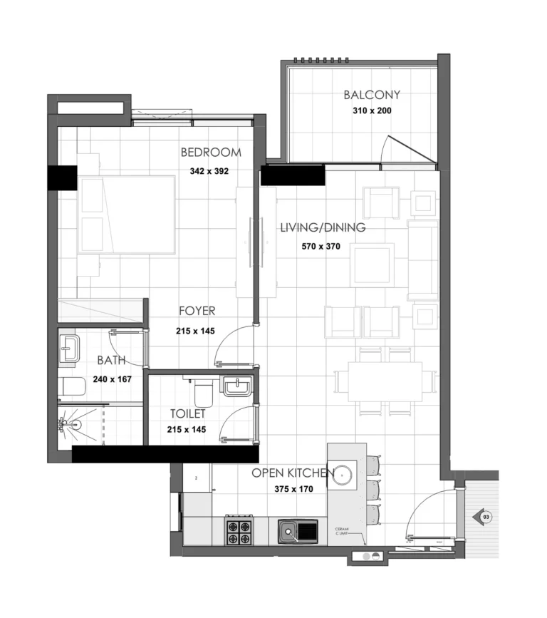 Palatium Residences floor plan 1 BR · 739 sqft