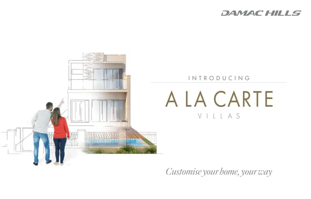 Sketch and partial render of a two-story villa with pool