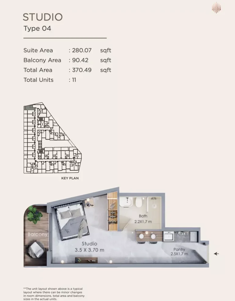 Terra Tower floor plan Студия · 370 sqft
