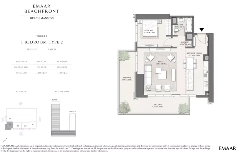 Beach Mansion floor plan 1 BR · 1233 sqft