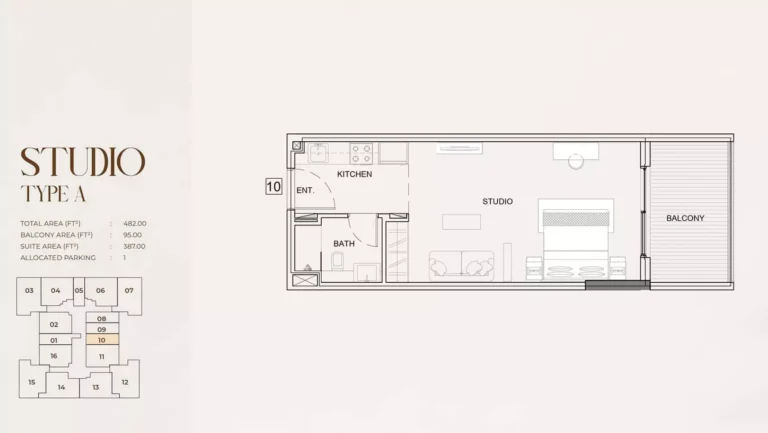 Myra Residences floor plan Studio · 482 sqft