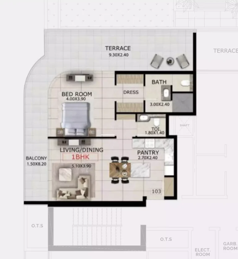 Mayfair Gardens floor plan 1-спальн. · 1120 sqft
