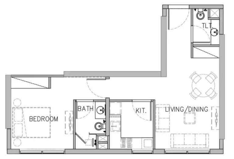 Stamn Yuni floor plan 1 BR · 430 sqft