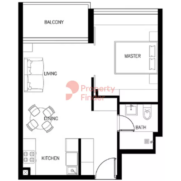 Kyoto By ORO24 floor plan 1 BR · 524 sqft