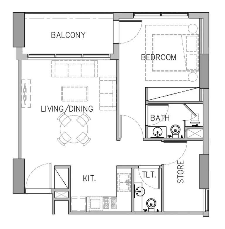 Stamn Yuni floor plan 1 BR · 840 sqft