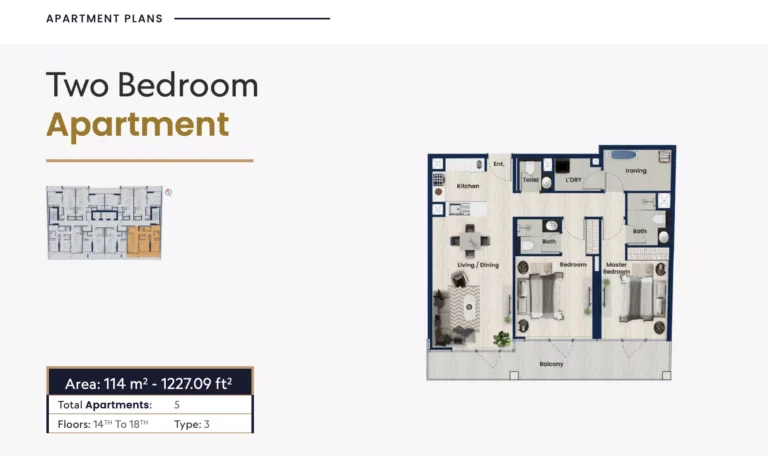 Samha Residence 2 JVC floor plan 2 BR · 1227 sqft