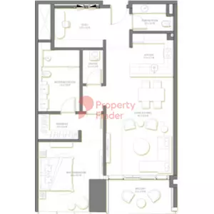 Palm Beach Towers floor plan 1 BR · 1165 sqft