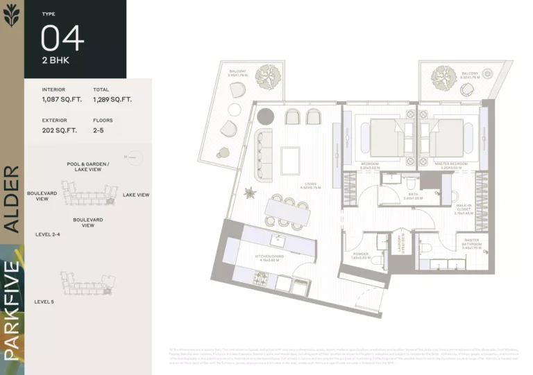 Alder at Park Five floor plan 2 BR · 1289 sqft