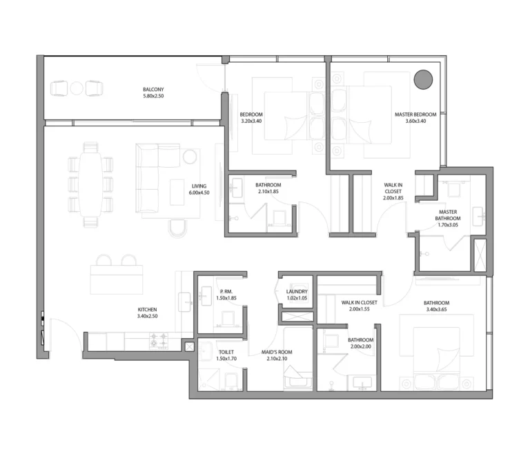 Haven Bay floor plan 3 BR · 1529 sqft