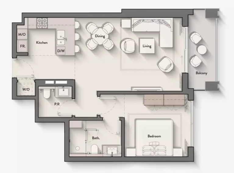 Hillmont Residences floor plan 1 BR · 770 sqft