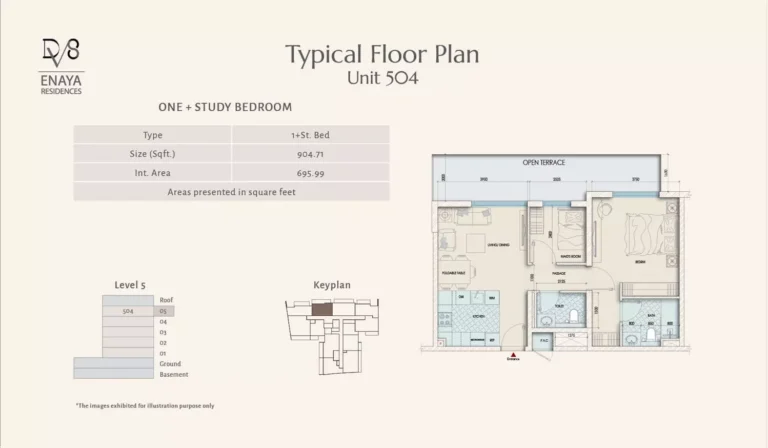 Enaya Residences floor plan 1 BR · 904 sqft