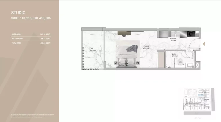 Al Serh Residences 11 floor plan Studio · 438 sqft
