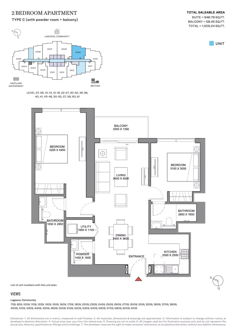 350 Riverside Crescent floor plan 2 BR · 1005 sqft