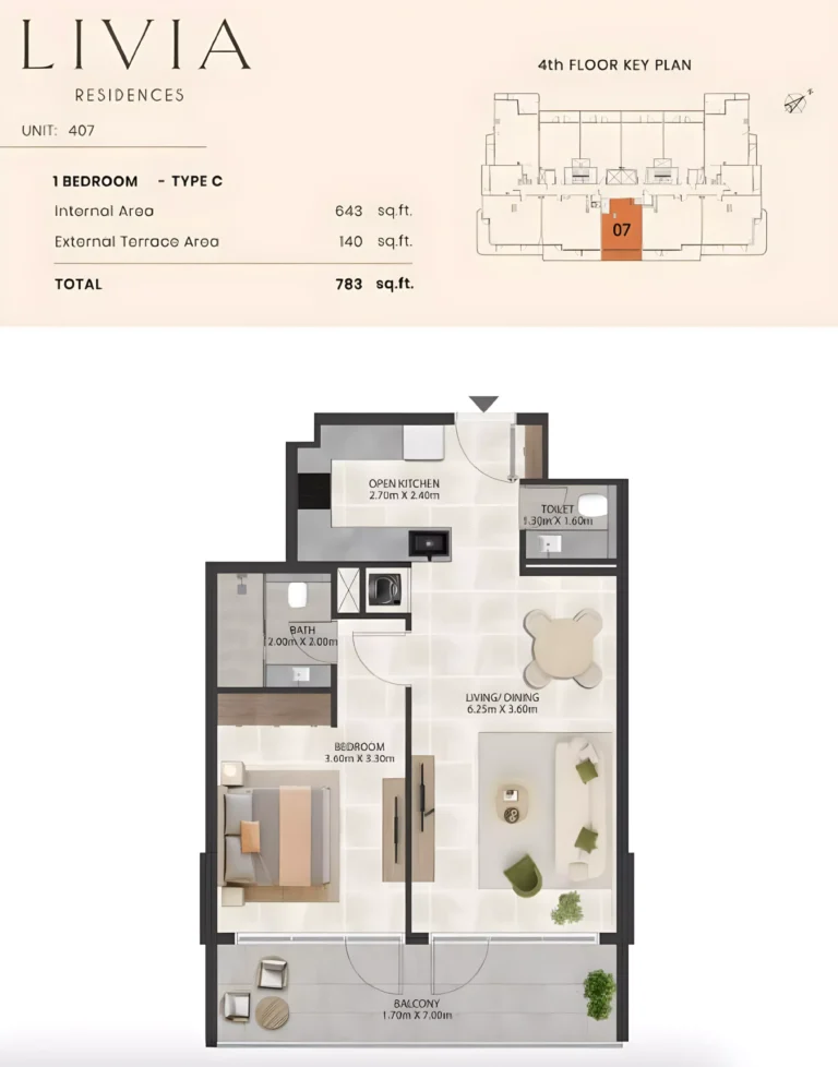 Livia Residence floor plan 1 BR · 783 sqft