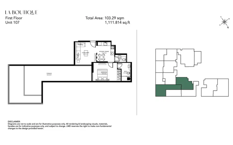 La Boutique by LMD floor plan 1-спальн. · 1111 sqft
