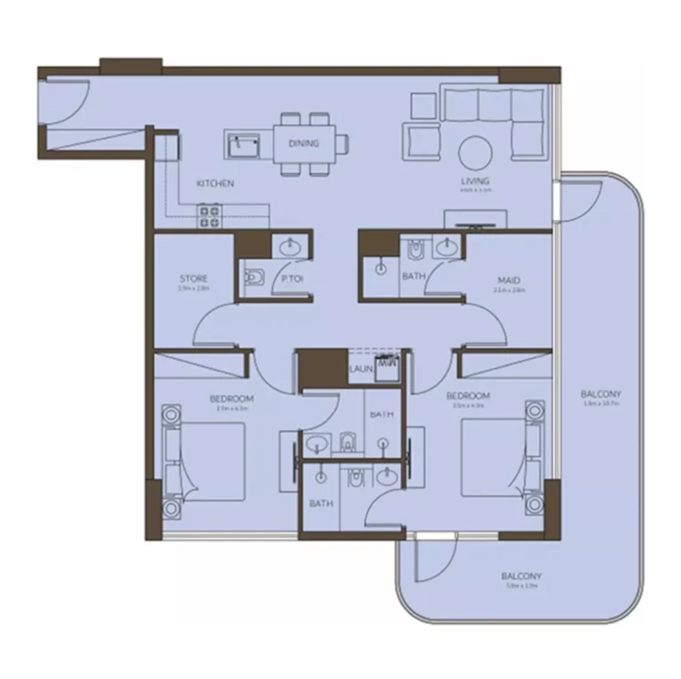Coral Isle Residences floor plan 2 BR · 1150 sqft