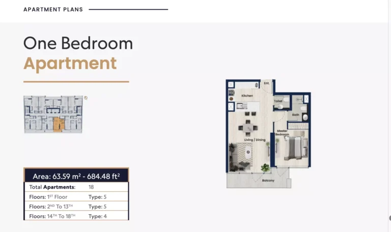 Samha Residence 2 JVC floor plan 1 BR · 684 sqft