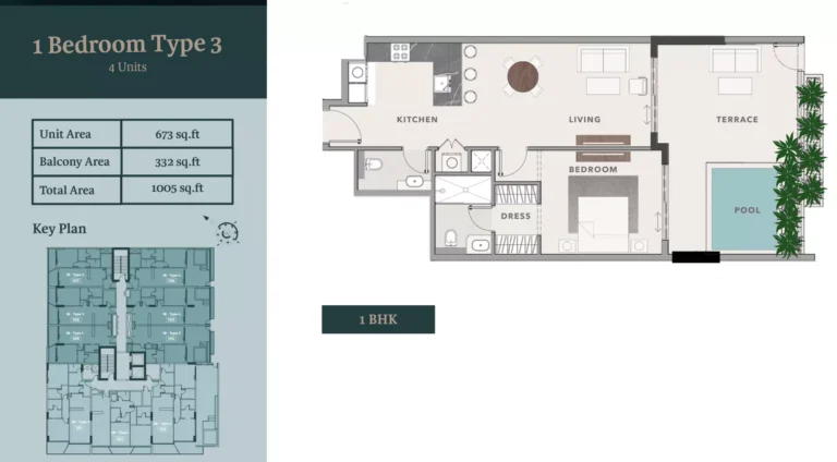 Starlight Park floor plan 1-спальн. · 1005 sqft