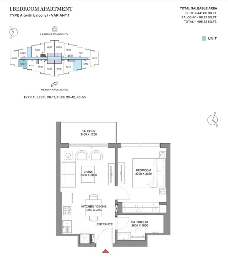 330 Riverside Crescent floor plan 1 BR · 496 sqft