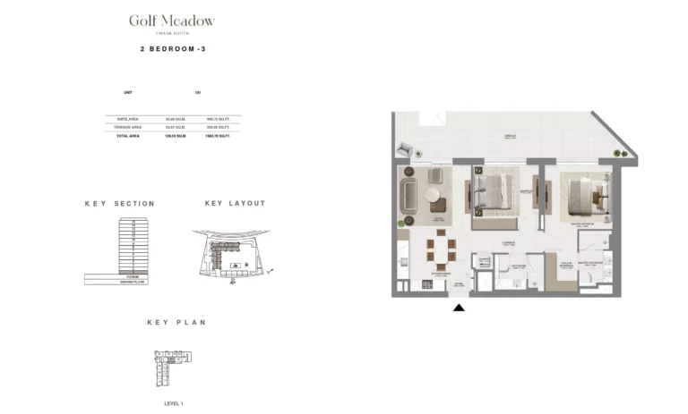 Golf Meadows floor plan 2 BR · 1383 sqft