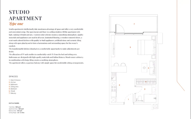 The Orchard Place floor plan Studio · 520 sqft