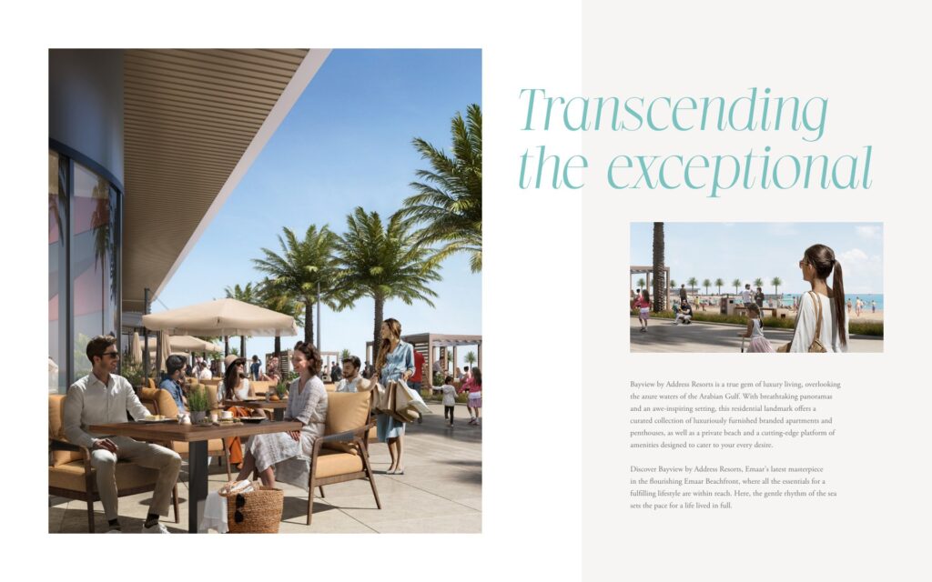 Outdoor seating area with palm trees and people walking nearby