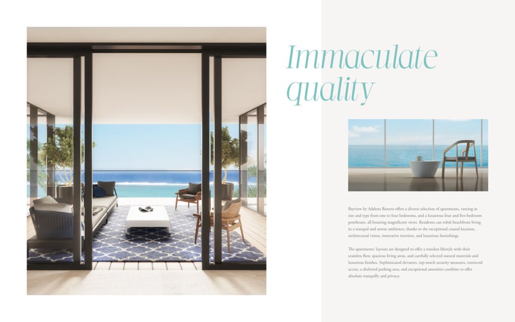 View of modern outdoor seating area overlooking ocean
