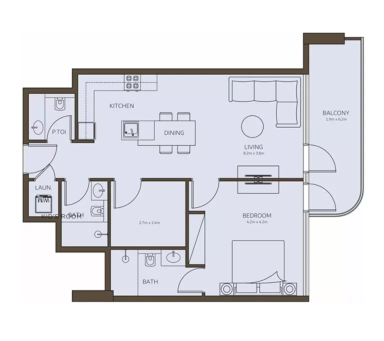 Coral Isle Residences floor plan 1 BR · 967 sqft