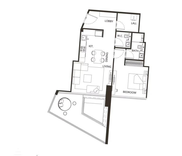 Binghatti Grove floor plan 1 BR · 914 sqft