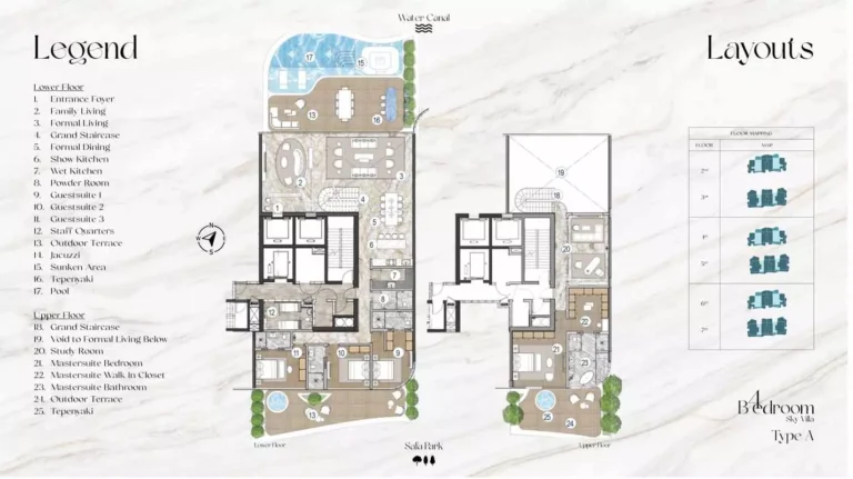 Casa Canal floor plan 4-спальн. · 6800 sqft