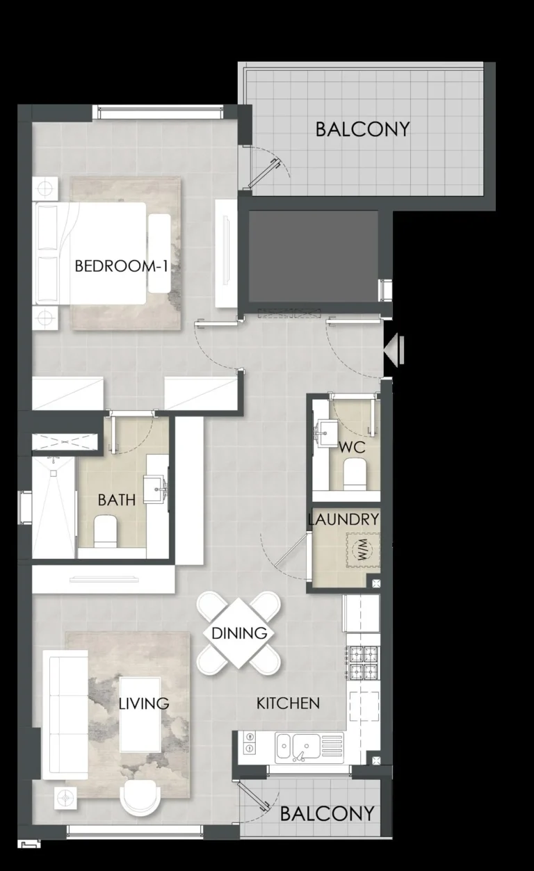 Alba Residence floor plan 1-спальн.