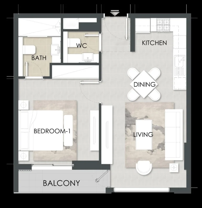 Alba Residence floor plan 1-спальн.