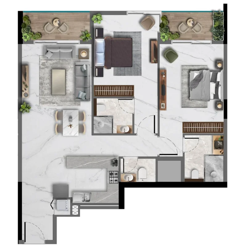 Amethyst by Siroya floor plan 2-спальн.
