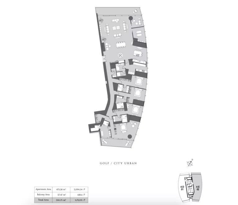 Six Senses Residences Dubai Marina floor plan 4-спальн. · 5712 sqft