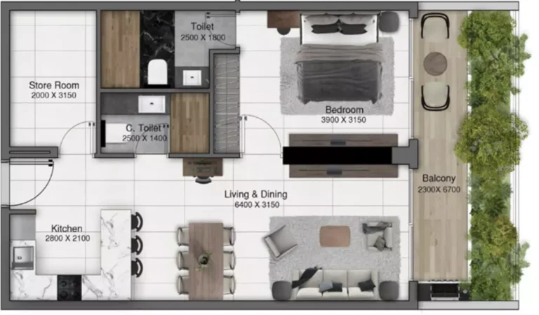 Park Lane by Heilbronn floor plan 1-спальн. · 871 sqft
