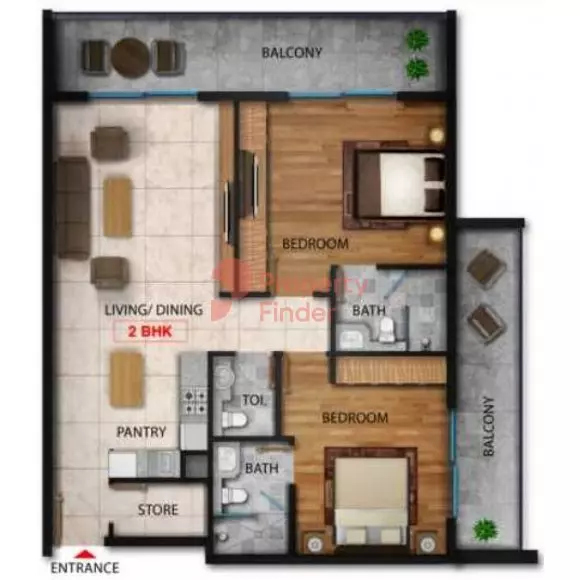 Marquis Galleria floor plan 2 BR · 1250 sqft
