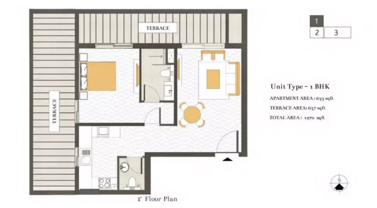 Ashwood Residences floor plan 1 BR · 1270 sqft