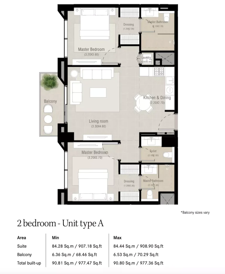 Alton floor plan 2 BR · 977 sqft